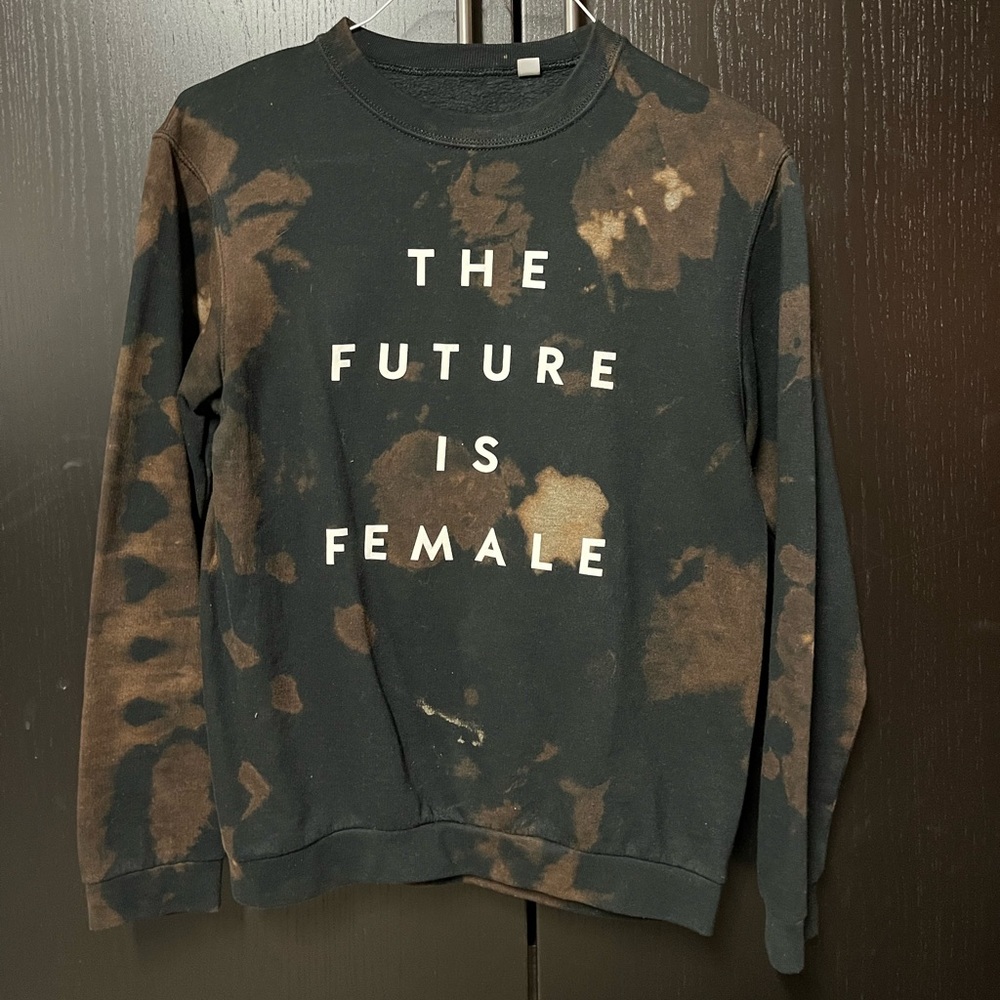 The Future is Female Bleach Dyed Sweater- Black/Brown - Small